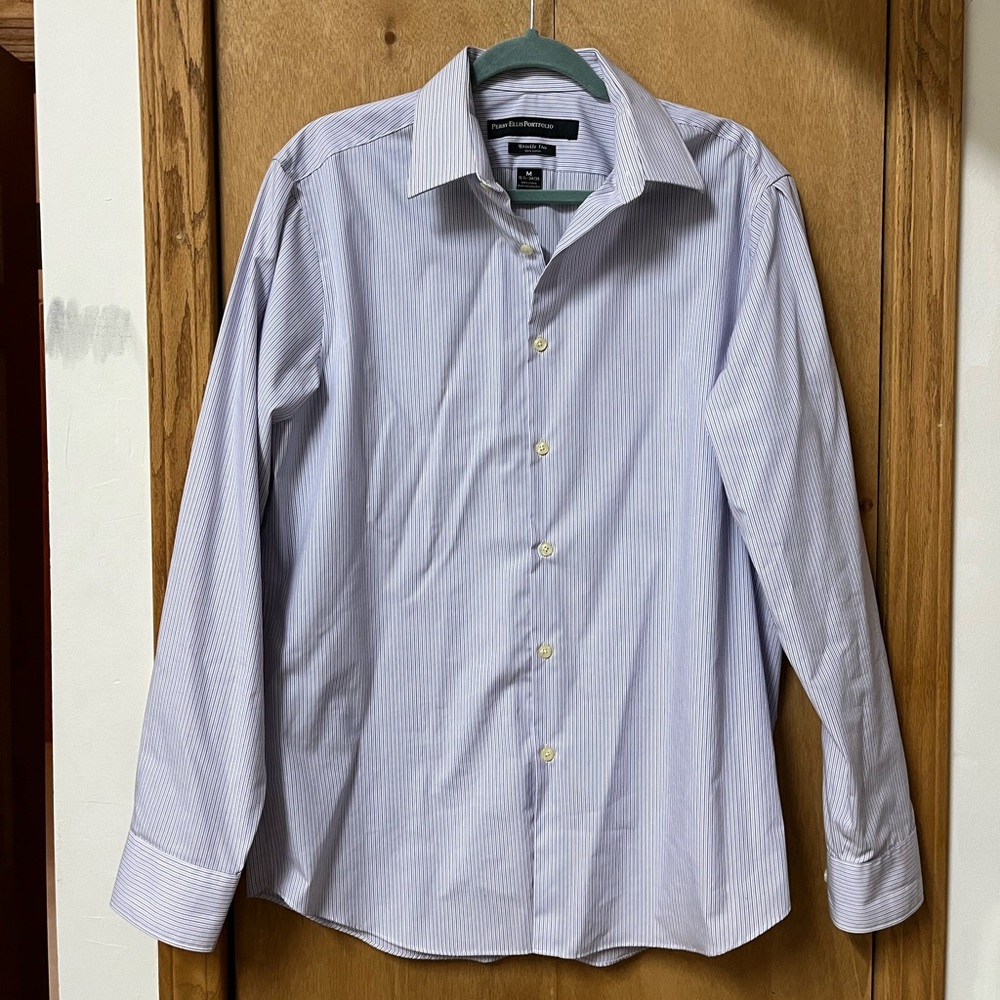 Perry Ellis Portfolio Men's Blue Pinstripe Dress Shirt